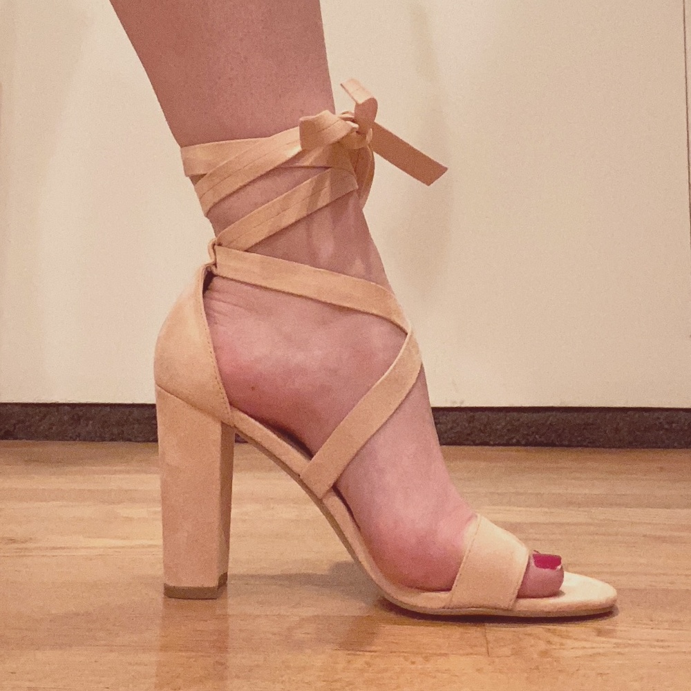 Women's Lace Up Chunky Heels 9.5 Pink
